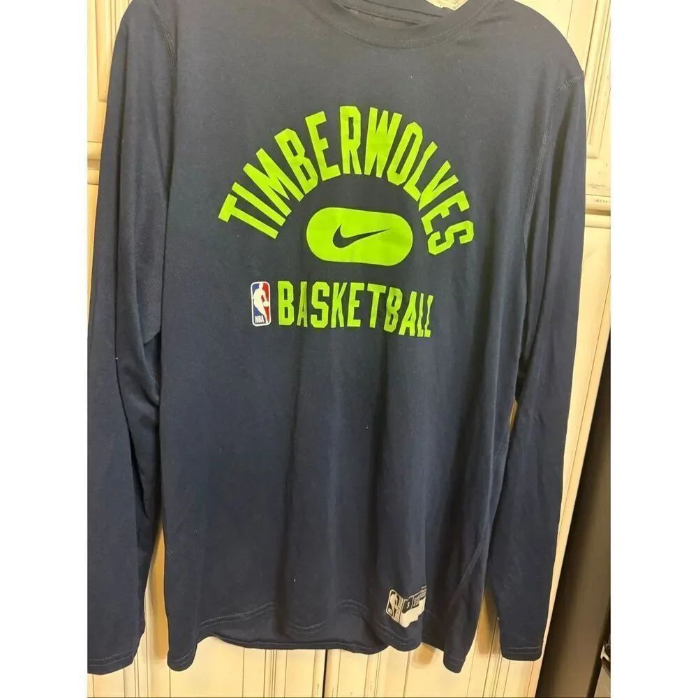 Nike Men NBA Authentic Team Issue Minnesota Timberwolves T-Shirt Navy Blue Small